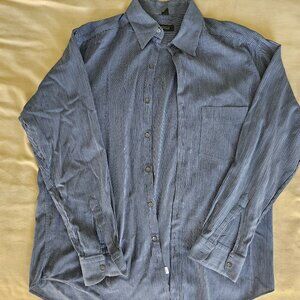 Barneys Blue/Black/White Striped Button Down Dress Shirt Size L